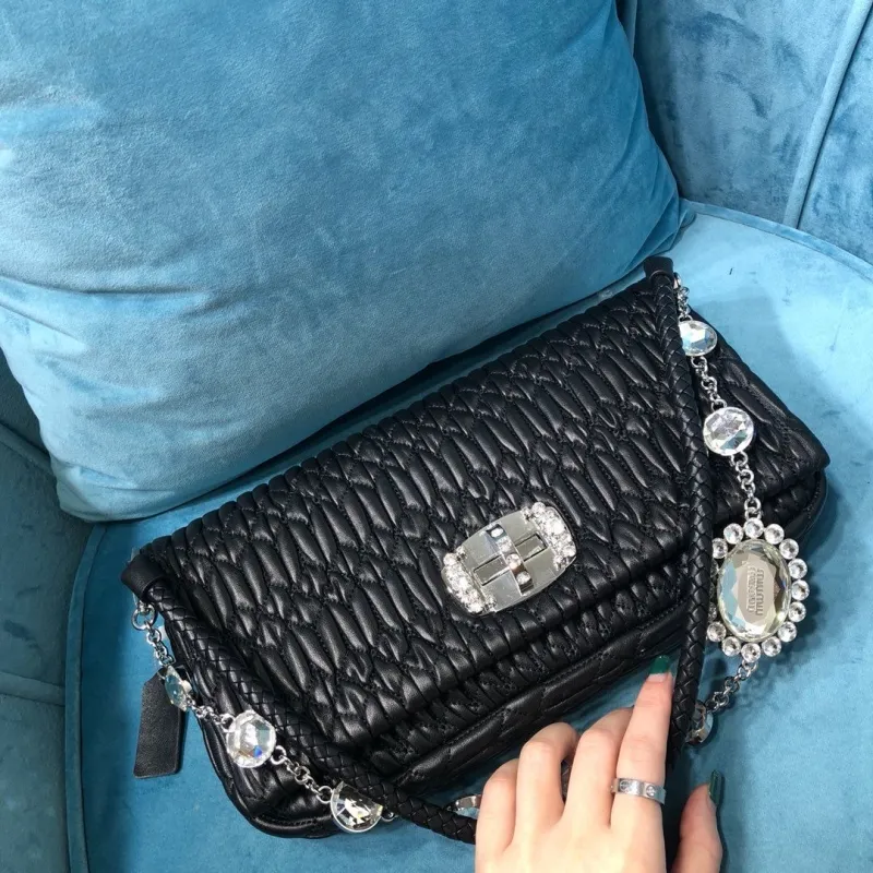 Miu Miu Black Crystal Embellished Top Handle Bag 419 - Image 3