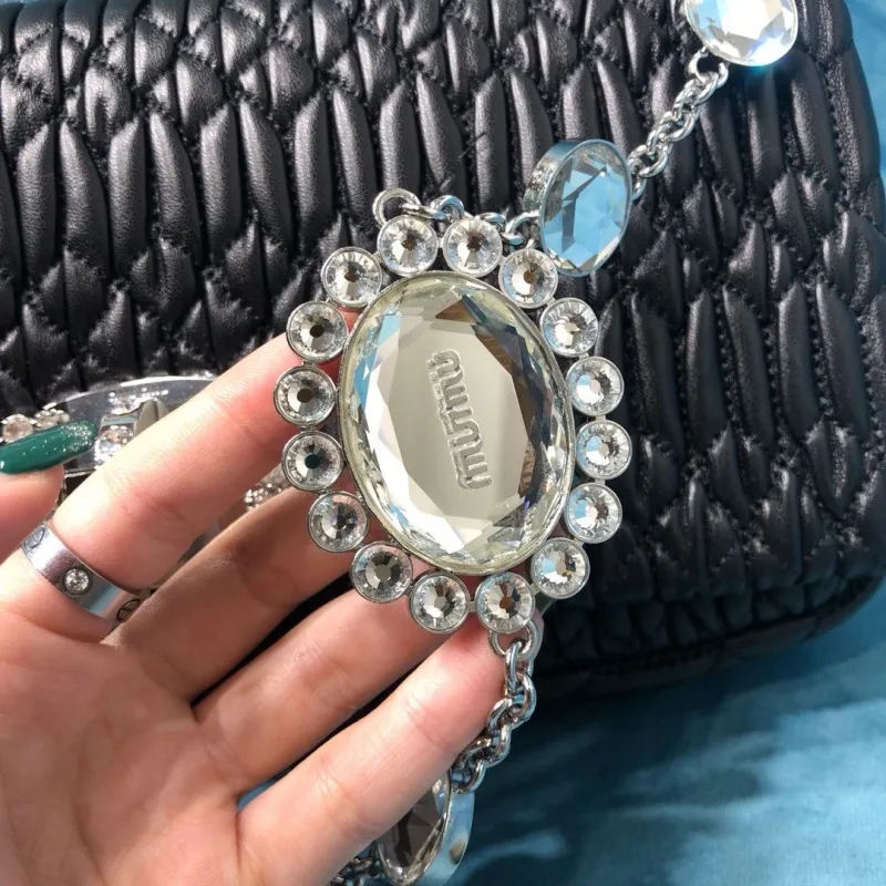 Miu Miu Black Crystal Embellished Top Handle Bag 419 - Image 6
