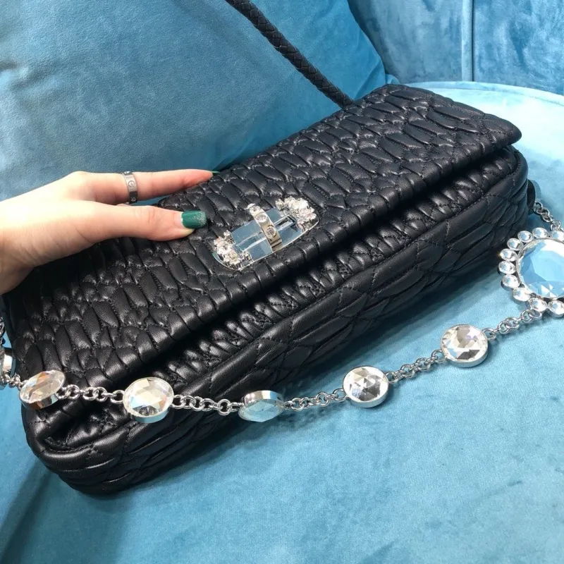 Miu Miu Black Crystal Embellished Top Handle Bag 419 - Image 7