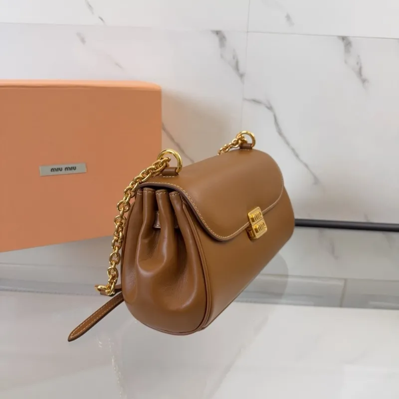 Miu Miu Brown Leather Chain Shoulder Bag 426 - Image 3
