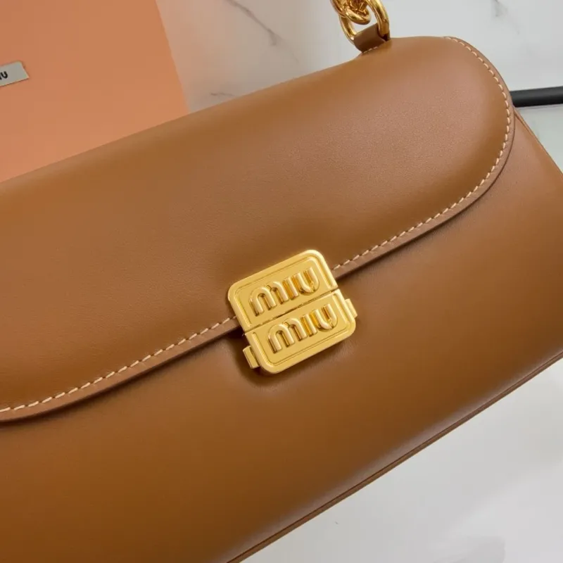 Miu Miu Brown Leather Chain Shoulder Bag 426 - Image 4