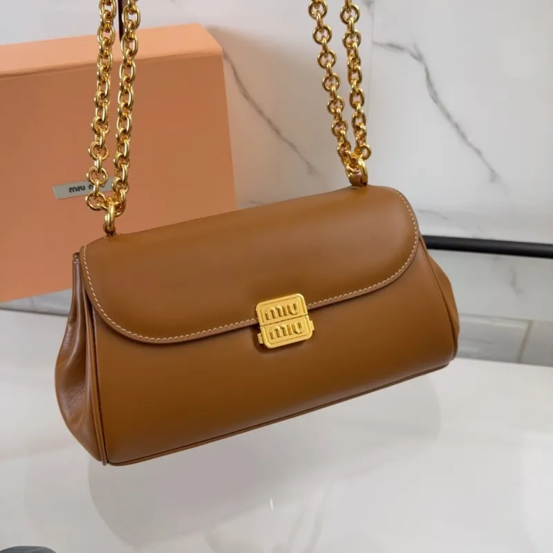 Miu Miu Brown Leather Chain Shoulder Bag 426 - Image 5