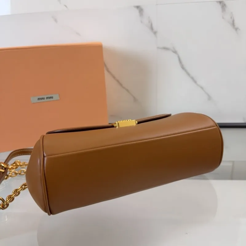 Miu Miu Brown Leather Chain Shoulder Bag 426 - Image 6