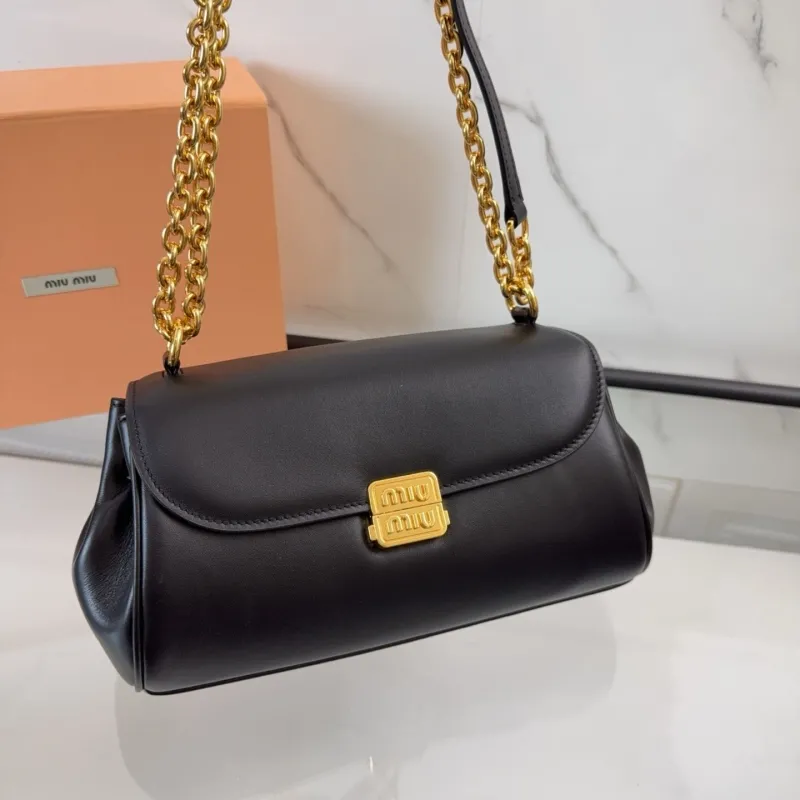 Miu Miu Black Leather Chain Shoulder Bag 427 - Image 6