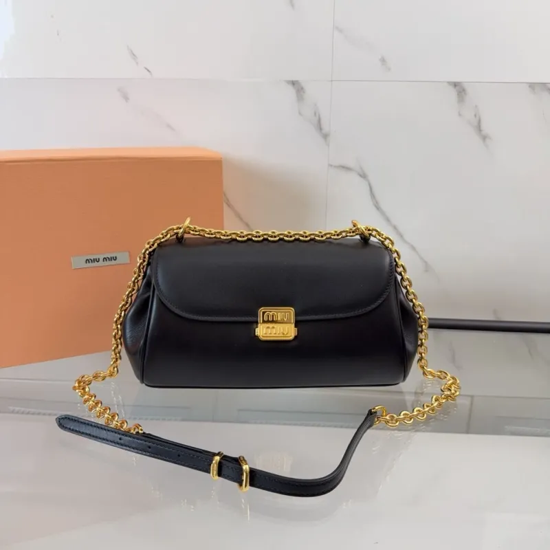 Miu Miu Black Leather Chain Shoulder Bag 427 - Image 9