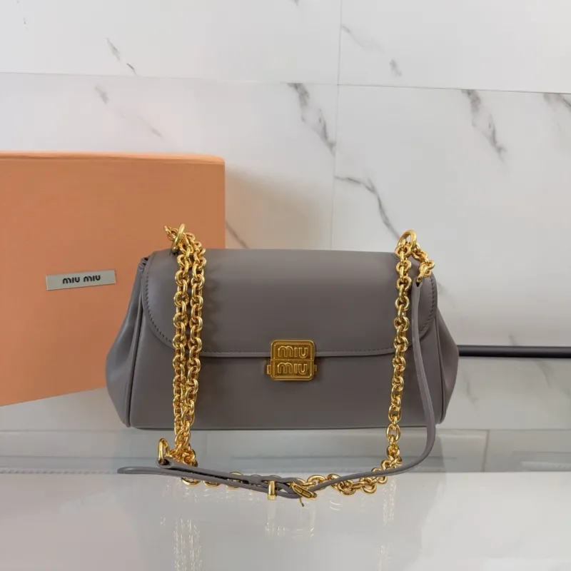 Miu Miu Gray Leather Chain Shoulder Bag 428