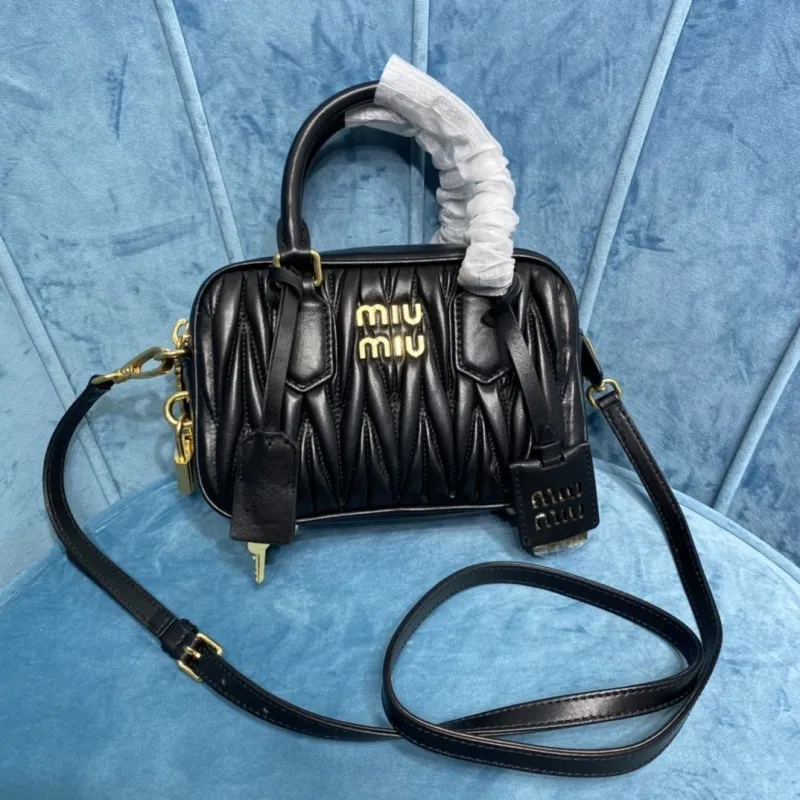 Miu Miu Black Leather Top Handle Crossbody Bag 431