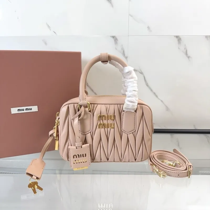 Miu Miu Nude Pink Matelasse Top Handle Crossbody Bag 437