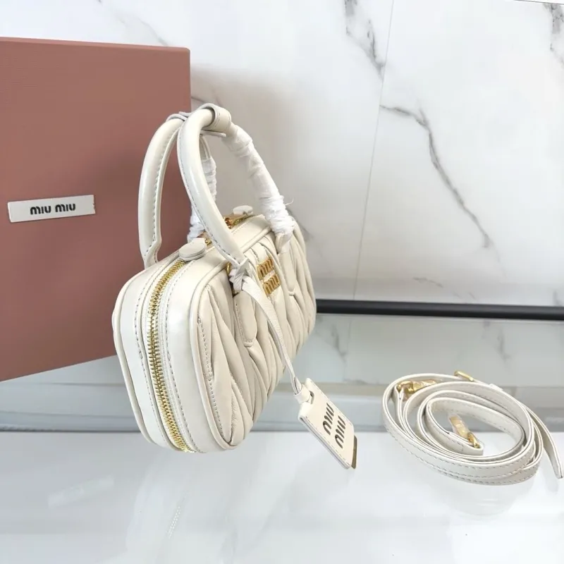 Miu Miu White Matelassé Top Handle Crossbody Bag - Image 3
