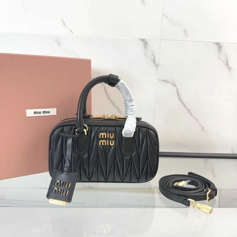Miu Miu Black Leather Top Handle Crossbody Bag 440