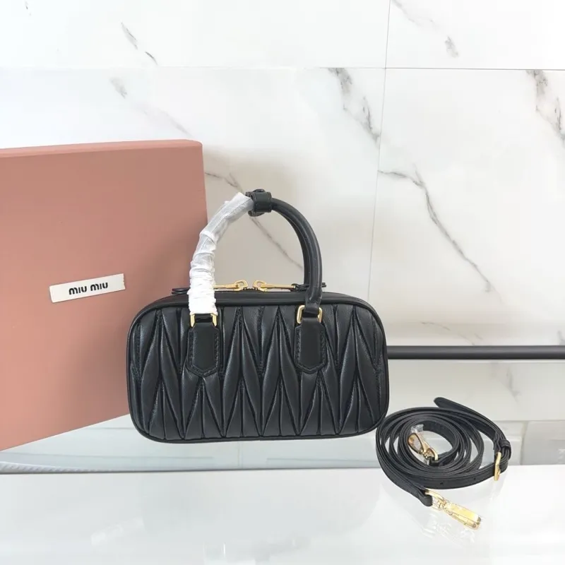 Alternative view of Miu Miu Black Leather Top Handle Crossbody Bag 440
