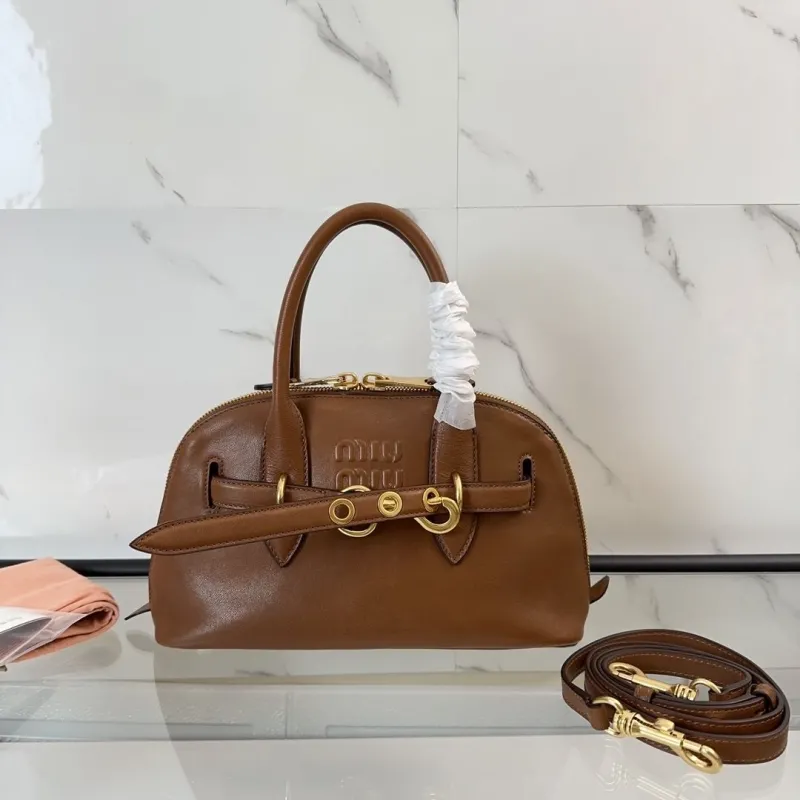 Miu Miu Brown Leather Top Handle Crossbody Bag 454