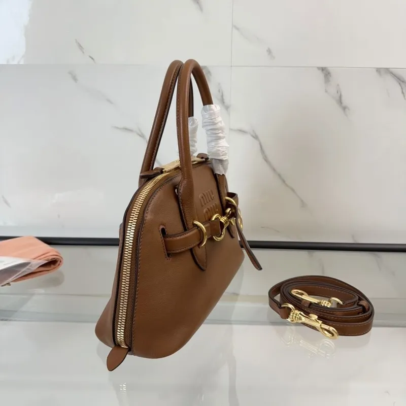 Miu Miu Brown Leather Top Handle Crossbody Bag 454 - Image 3