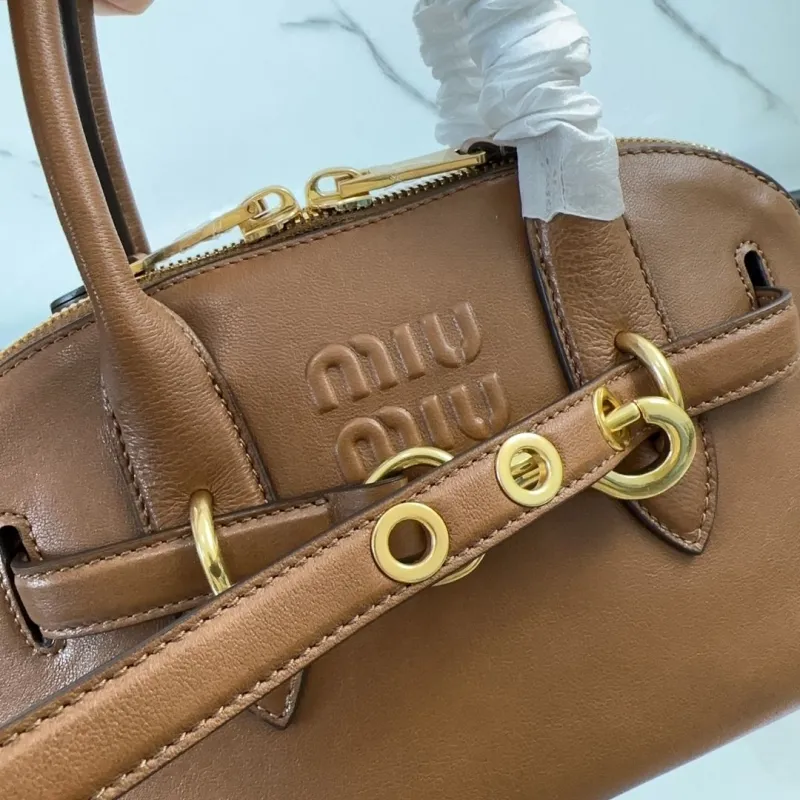 Miu Miu Brown Leather Top Handle Crossbody Bag 454 - Image 4