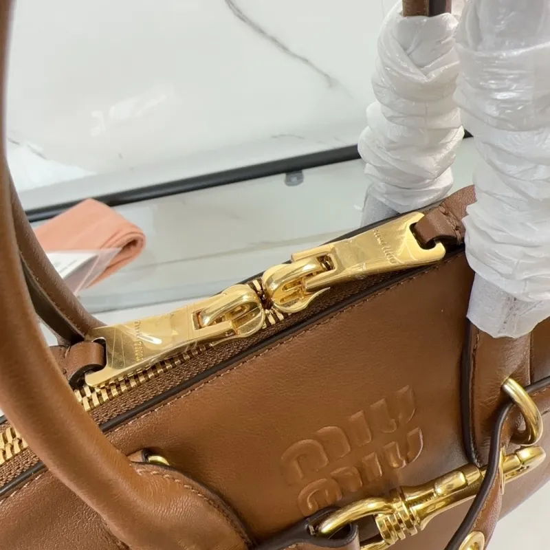 Miu Miu Brown Leather Top Handle Crossbody Bag 454 - Image 6