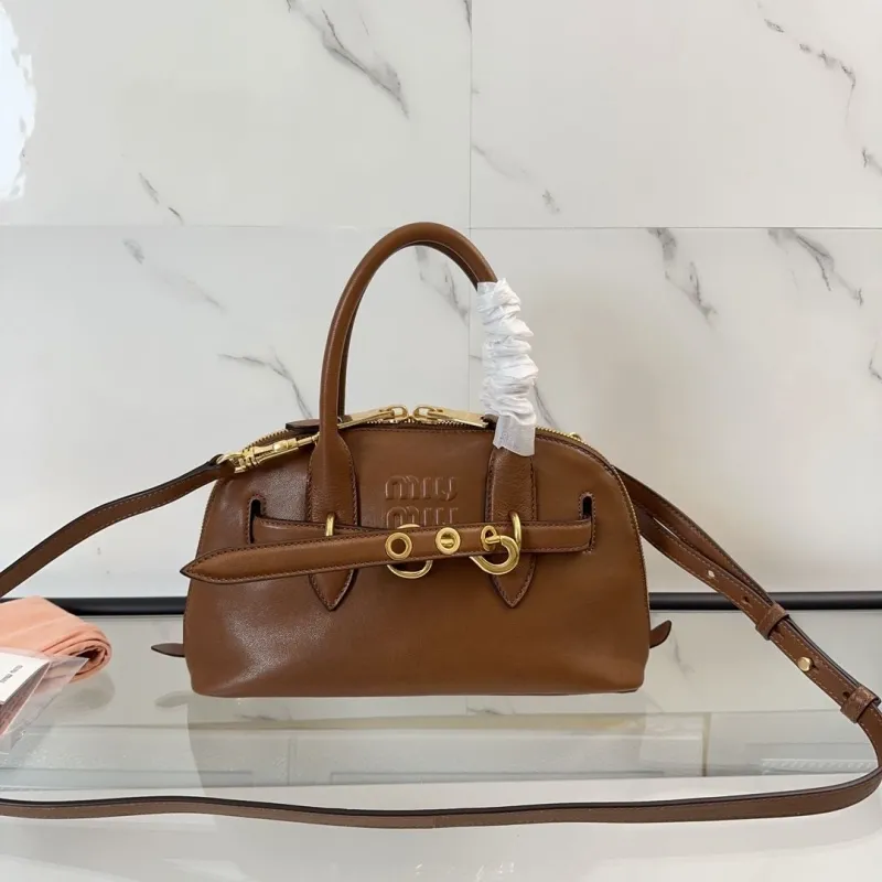 Miu Miu Brown Leather Top Handle Crossbody Bag 454 - Image 9
