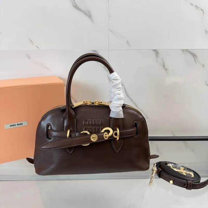 Miu Miu Brown Leather Top Handle Bag 456