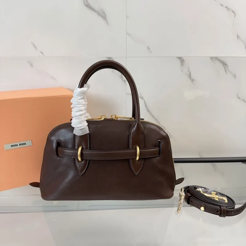 Alternative view of Miu Miu Brown Leather Top Handle Bag 456