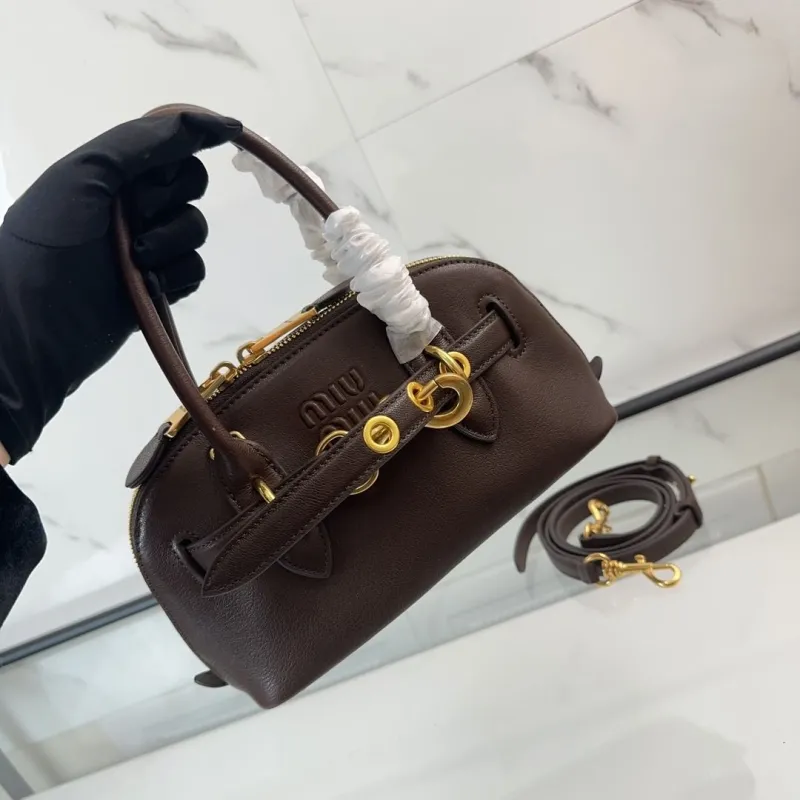 Miu Miu Dark Brown Top Handle Bag with Shoulder Strap - Image 5