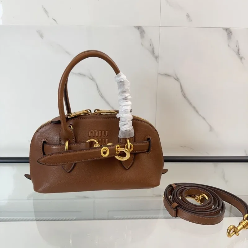 Miu Miu Brown Leather Top Handle Crossbody Bag 458