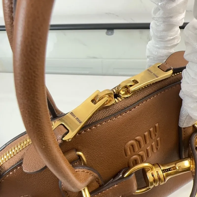 Miu Miu Brown Leather Top Handle Crossbody Bag 458 - Image 6