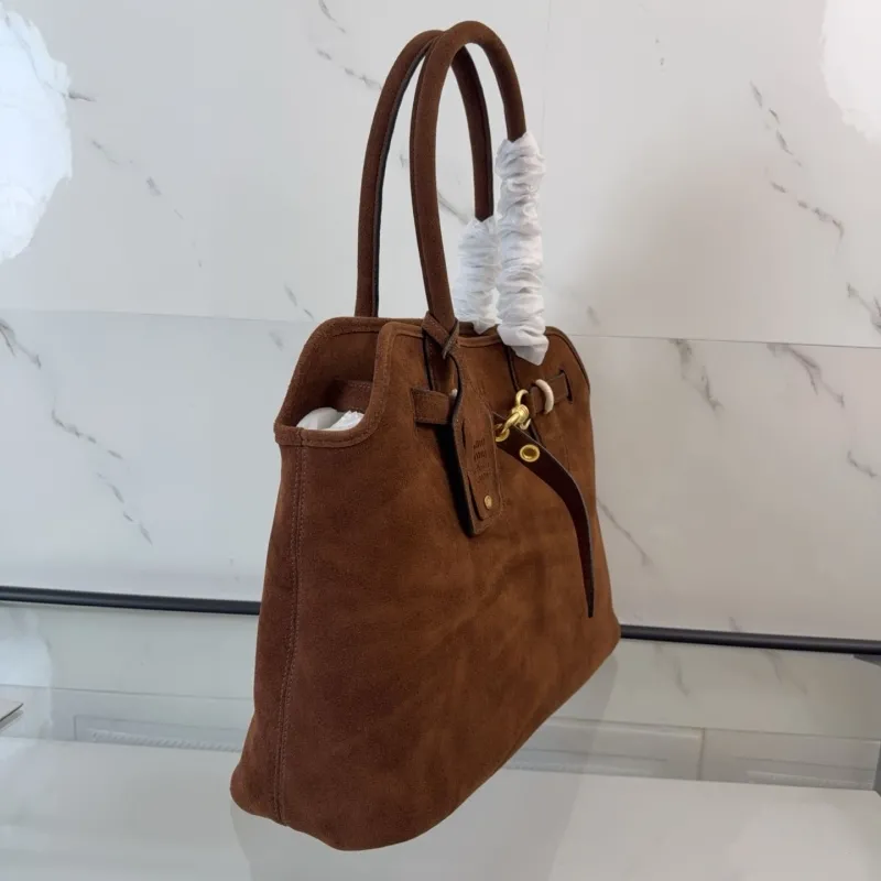 MIU MIU Brown Suede Top Handle Bag 460 - Image 3