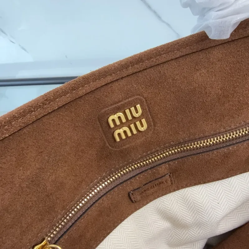 MIU MIU Brown Suede Top Handle Bag 460 - Image 8