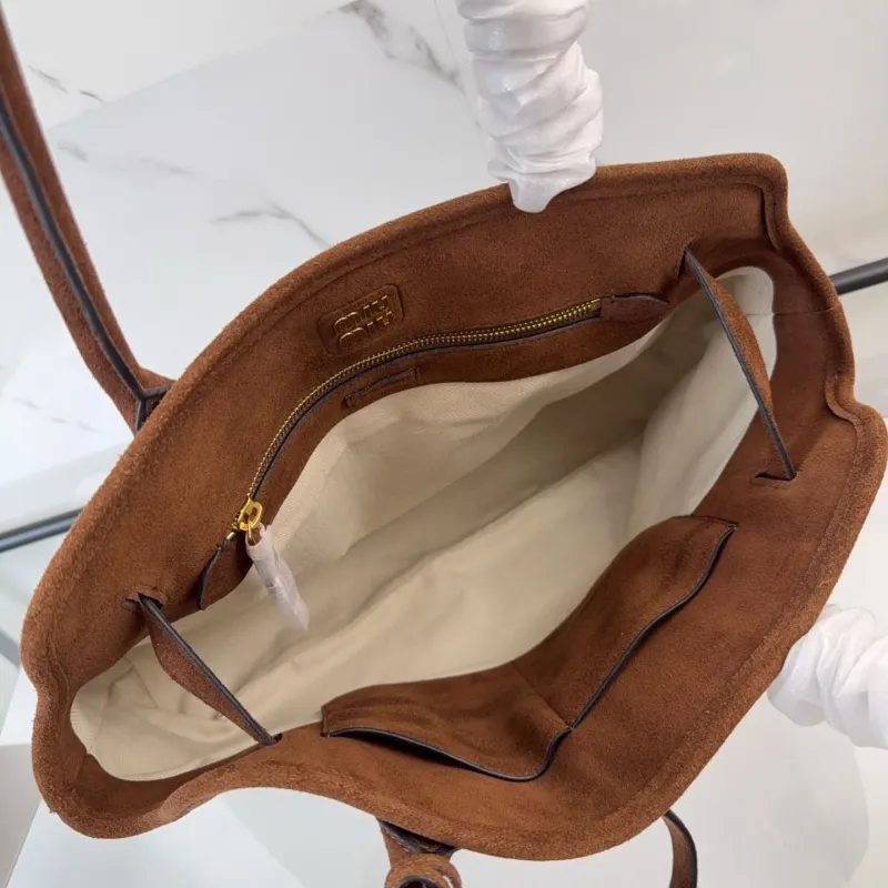 MIU MIU Brown Suede Top Handle Bag 460 - Image 9