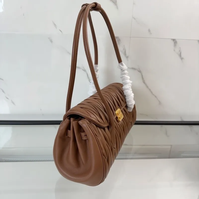 MIU MIU Brown Matelasse Top Handle Bag 466 - Image 3