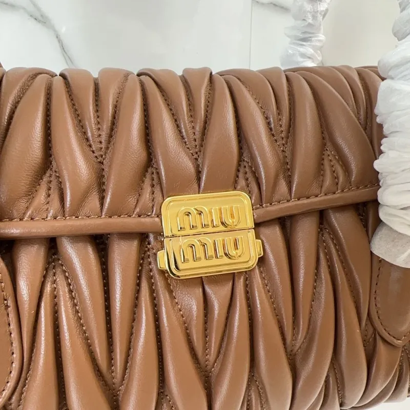 MIU MIU Brown Matelasse Top Handle Bag 466 - Image 4