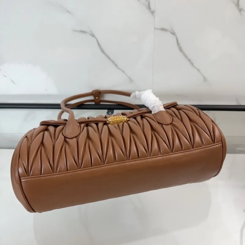 MIU MIU Brown Matelasse Top Handle Bag 466 - Image 5