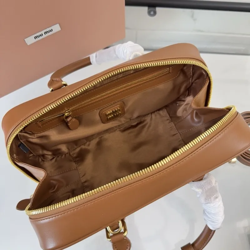 Miu Miu Brown Leather Top Handle Bag 467 - Image 8