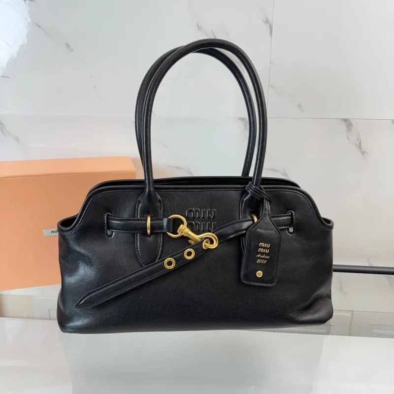 Miu Miu Black Leather Top Handle Bag 468