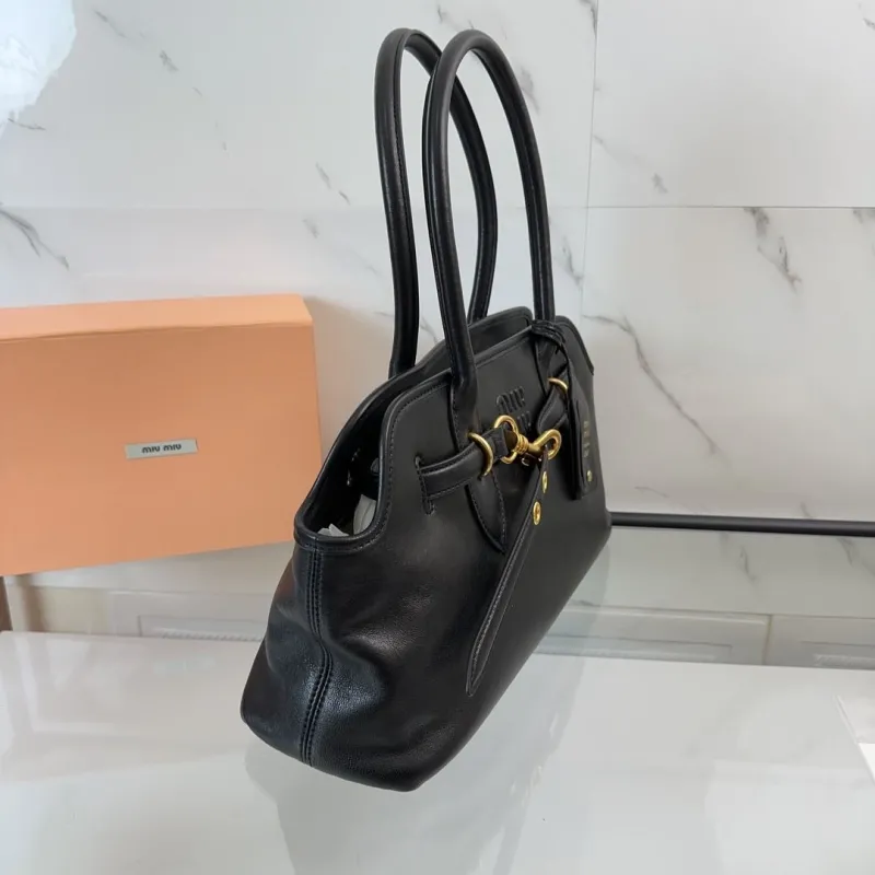 Miu Miu Black Leather Top Handle Bag 468 - Image 3