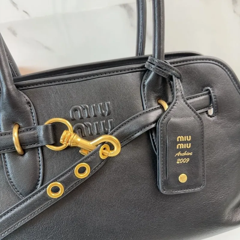 Miu Miu Black Leather Top Handle Bag 468 - Image 4