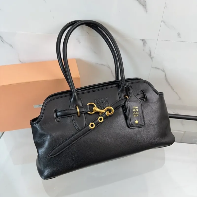 Miu Miu Black Leather Top Handle Bag 468 - Image 5