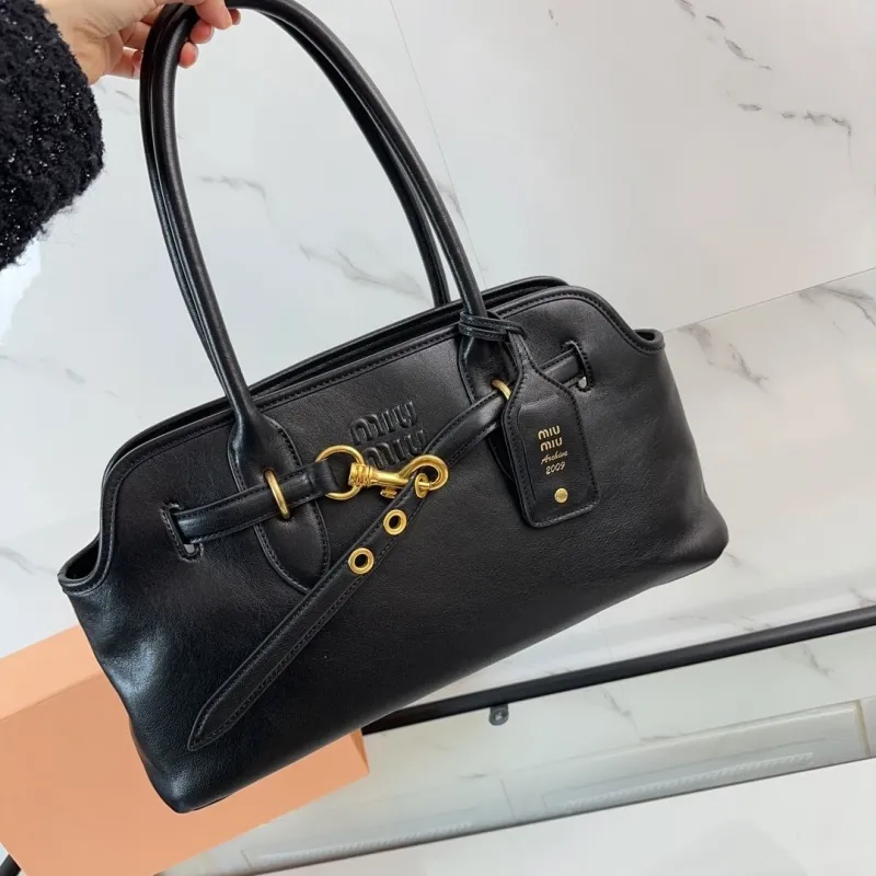 Miu Miu Black Leather Top Handle Bag 468 - Image 6