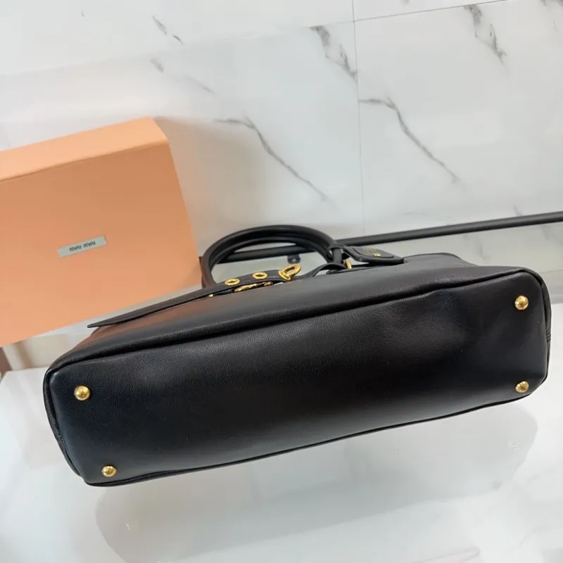 Miu Miu Black Leather Top Handle Bag 468 - Image 7