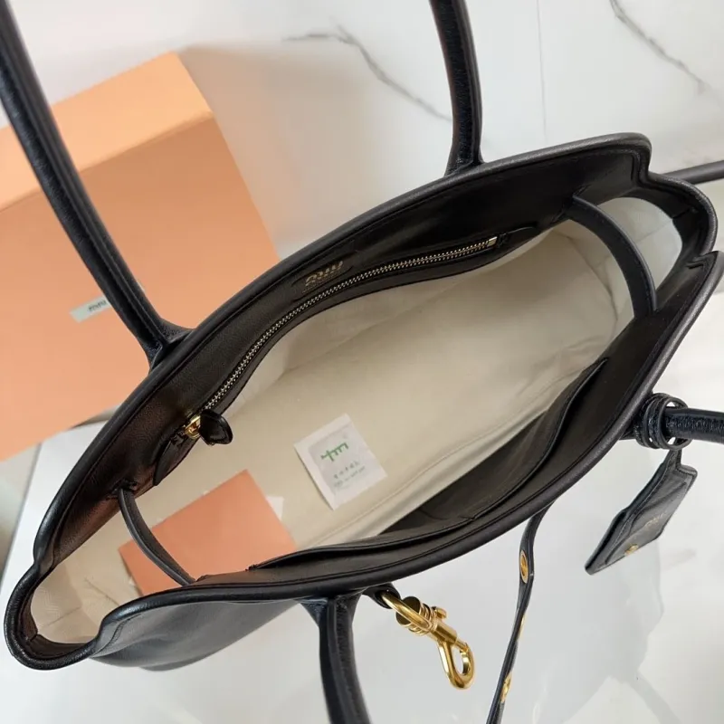 Miu Miu Black Leather Top Handle Bag 468 - Image 8