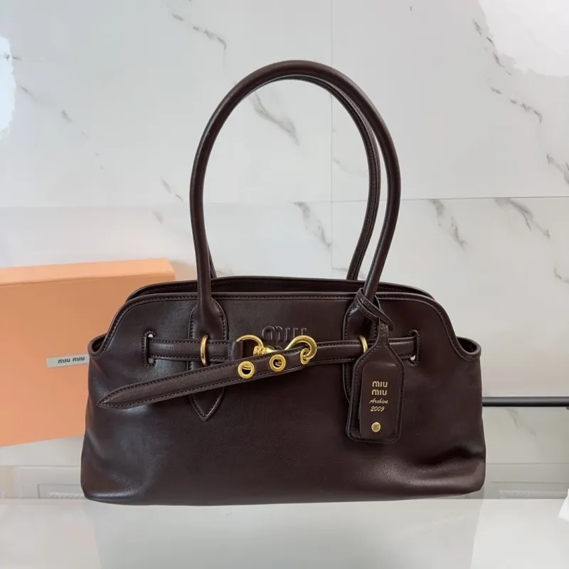 Miu Miu Dark Brown Leather Top Handle Bag Archive 2009