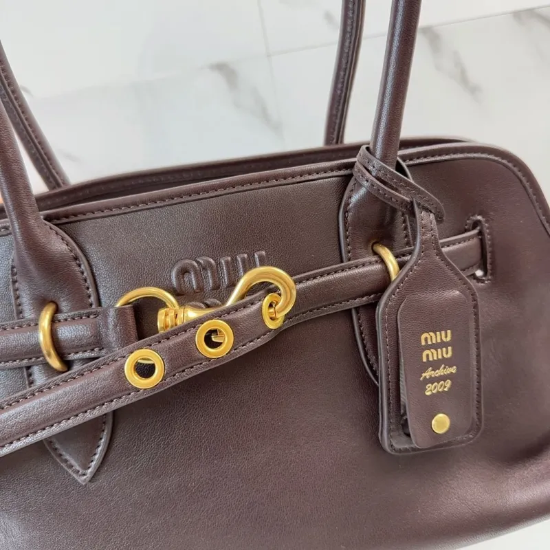 Miu Miu Dark Brown Leather Top Handle Bag Archive 2009 - Image 4