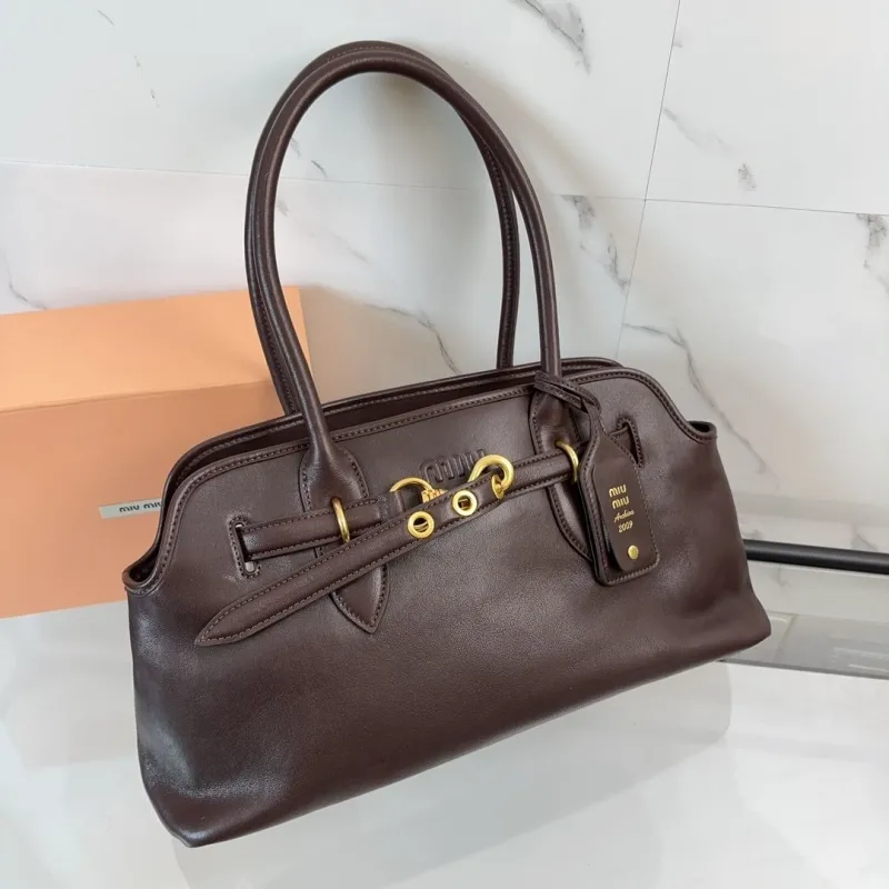 Miu Miu Dark Brown Leather Top Handle Bag Archive 2009 - Image 5