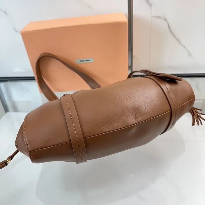 Miu Miu Brown Leather Drawstring Top Handle Bag 470 - Image 7