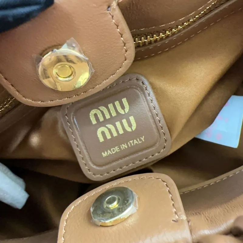 Miu Miu Brown Leather Drawstring Top Handle Bag 470 - Image 9