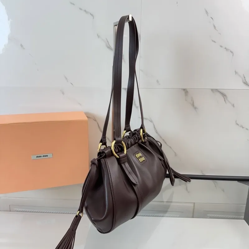 Miu Miu Dark Brown Leather Shoulder Bag 472 - Image 3