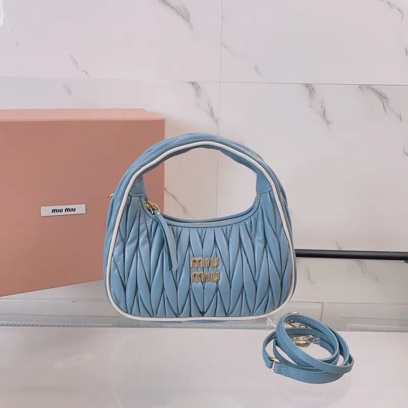 Miu Miu Light Blue Top Handle Hobo Bag