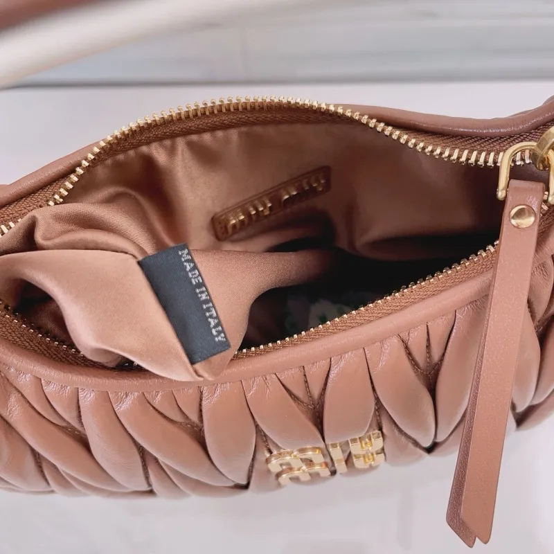 Miu Miu Brown Matelassé Top Handle Hobo Bag with Strap - Image 9