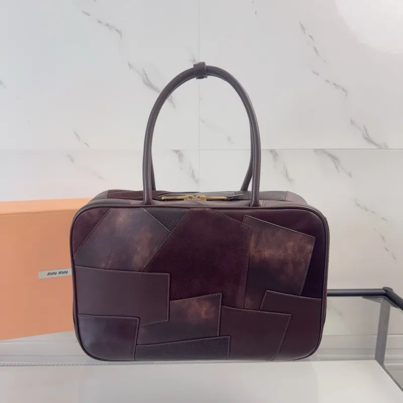 Alternative view of Miu Miu Dark Brown Patchwork Top Handle Bag