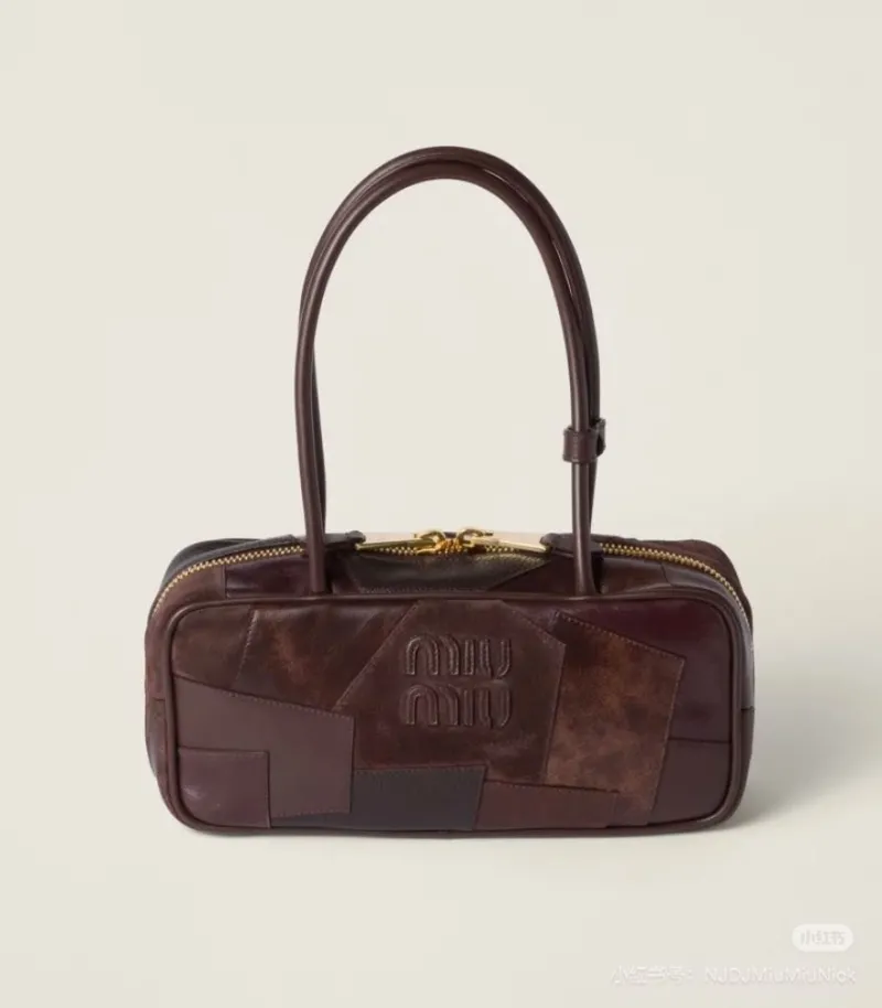 Miu Miu Brown Patchwork Top Handle Bag 481
