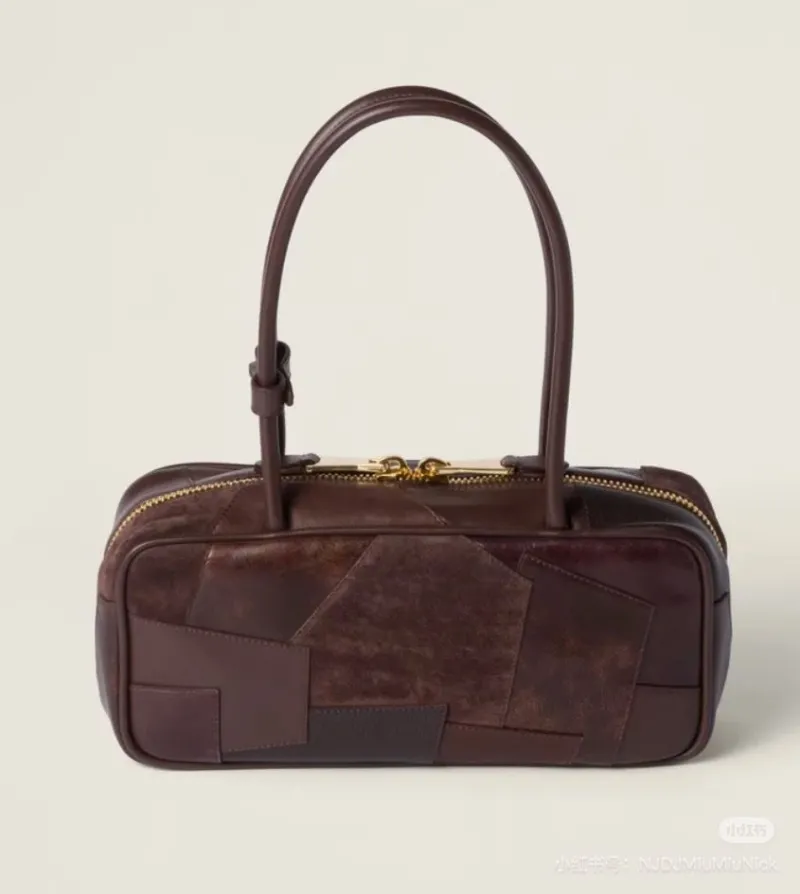 Miu Miu Brown Patchwork Top Handle Bag 481 - Image 3